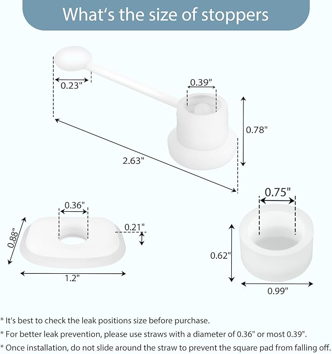 3 Set Spill Stoppers for Stanley 20oz/30oz/40oz/64oz, Leak Proof Accessories for Stanley Tumbler with Straw Cap and Square Pad and Round Cover (Mixed, 3)