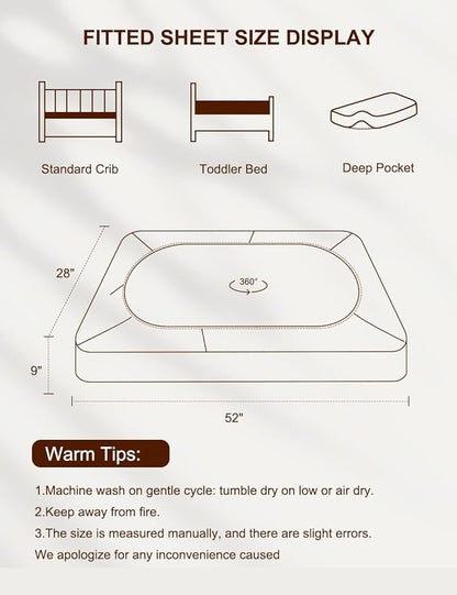 28" x 52" Rust Muslin Crib Sheets, 100% Cotton Baby Crib Sheet Neutral, Fitted Crib Mattress Sheets for Boy, Girl (46C-04)