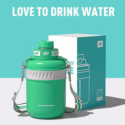 Stainless-Steel Water Bottle: Leakproof Lid, Perfect Sip, Double Insulated, Eco-Friendly, Dishwasher Safe & Stylish Strap (Sea Turtle, 48 oz)