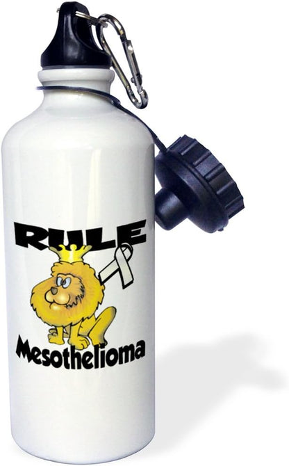 3dRose "Rule Mesothelioma Awareness Ribbon Cause Design" Sports Water Bottle, 21 oz, White