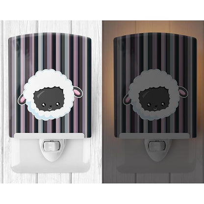 Caroline's Treasures BB6931CNL Black Sheep Lamb Face Ceramic Night Light Compact, UL-Certified, Ideal for Bedroom, Bathroom, Nursery, Hallway, Kitchen, 6x4x3, Multicolor