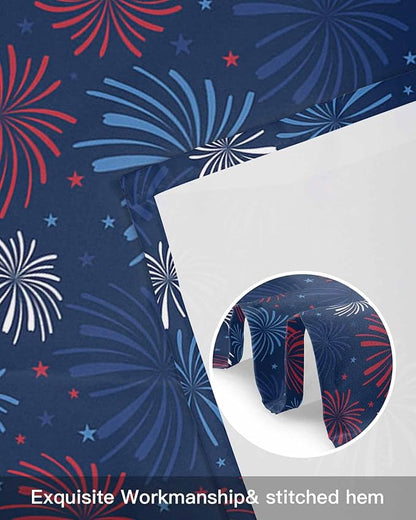 July 4th Kitchen Curtains Valances for Windows Fireworks Celebrate Patriotic Americana Stars Rod Pocket Window Treatment for Kitchen/Living Room/Bedroom/Bathroom, 42" X 12", Red, White and Blue