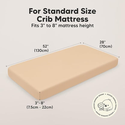 2-Pack Organic Crib Sheets for Boys, Girls - Jersey Fitted Crib Sheet, Baby Crib Sheets Neutral, Crib Mattress Sheet, Cotton Crib Sheets, Breathable Crib Sheet, Baby Mattress Sheets (Toasty)