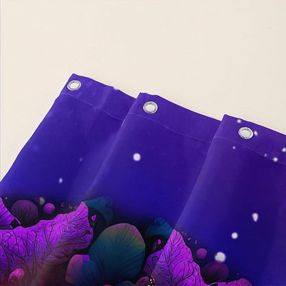 AILONEN Colorful Frog Shower Curtains,Poisonous Mushroom Printed Bath Curtains for Kids,Purple Polyester Waterproof for Bathroom,60" W*72" H with 12 Plastic Hooks