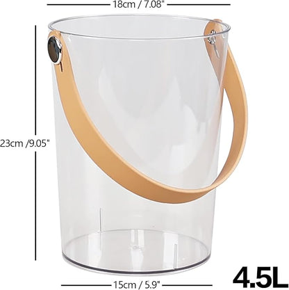 4-Pack 4.5 Quart Clear Acrylic Round Champagne Bucket, Plastic Clear Ice Bucket with Handle