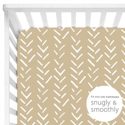 GRSSDER Stretchy Ultra Soft Jersey Knit Fitted Pack n Play Sheets Set 2 Pack, Portable/Mini Cribs Sheets for Girls and Boys, Rainbow Creative Painting Pattern