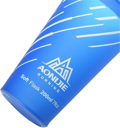 AONIJIE 2 Pcs Sports Collapsible Water Bottle BPA Free + 2 Pcs Replacement Straws Lid - TPU Soft Drink Water Kettle Foldable Flask for Hiking Bicycling Running Climbing (Dark Blue)