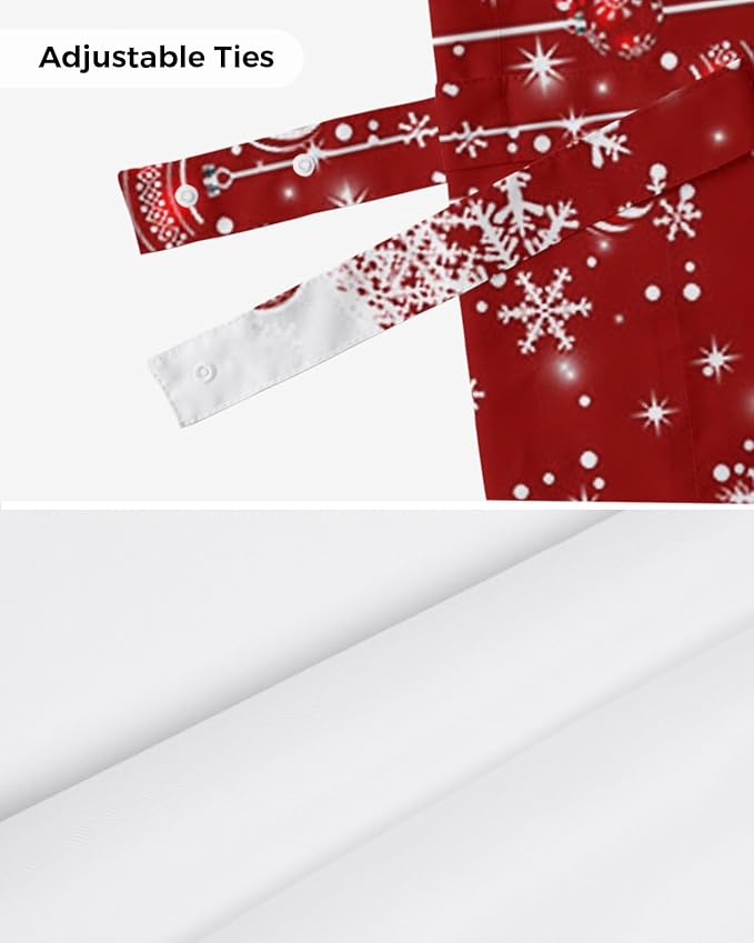 Red Christmas Blackout Tie Up Valance Curtains for Kitchen Windows White Xmas Tree Snowflakes Red Balls Window Toppers Balloon Shades for Living Room/Bathroom/Bedroom,1 Panel, 42" X 18", Winter