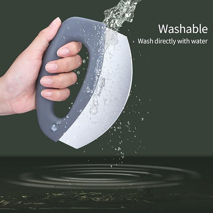 Premium Pizza Cutter Food Chopper-Super Sharp Blade Stainless Steel Pizza Cutter Rocker Slicer with Protective Sheath Multi Function Pizza Knife Kitchen Tools,Dishwasher Safe (Gray)