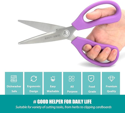 KUNIFU Kitchen Scissors All Purpose Heavy Duty, Kitchen Shears Come Apart Dishwasher Safe, Ultra Sharp Stainless Steel Kitchen Gadgets, Cooking Cutter for Chicken, Meat, Poultry, Fish, Herbs, Grape