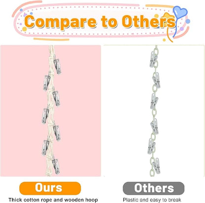 2pcs Stuffed Animal Storage Chain - Boho Stuffed Animal Hammock with 40pcs Metal Clips, Stuff Animal Organizer Hanging Storage for Kids Bedroom Wall Door Display