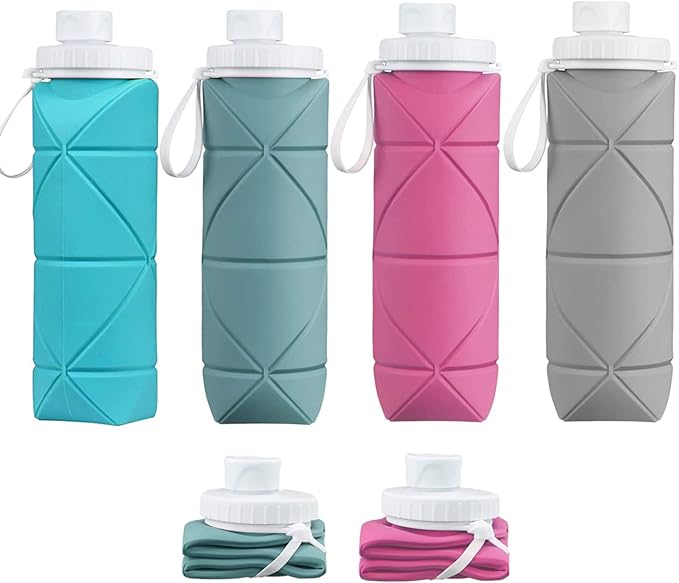SPECIAL MADE Collapsible Water Bottles Cups Leakproof Valve Reusable BPA Free Silicone Foldable Travel Water Bottle Cup for Gym Camping Hiking Travel Sports Lightweight Durable