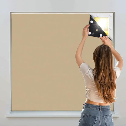 Portable Blackout Shades 100% Blackout Curtains for Bedroom Small Window Curtains No Light Kitchen Windows Insulated for Nursery for Baby Travel Curtain,Sand Yellow,56" W x 40" L,1 Panel