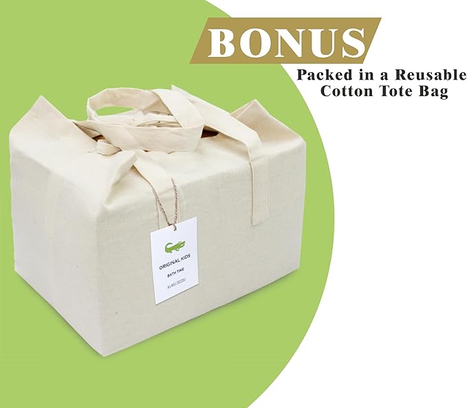 6 Piece Towel Set - Bath Time in A While Crocodile- 2 Bath Towels, 2 Hand Towels, 2 Washcloths in Bonus Tote Bag - 100% Cotton Jacquard Soft Absorbent Pool Beach Towel Gift - Green Blue