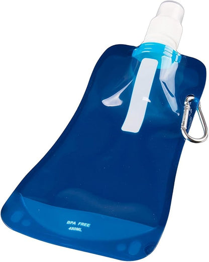 Clever Creations Collapsible Sports Water Bottle 3 Pack, Foldable Leak Proof Travel Bottles for Camping and Hiking, 480 mL Capacity, Blue, Pink, and White