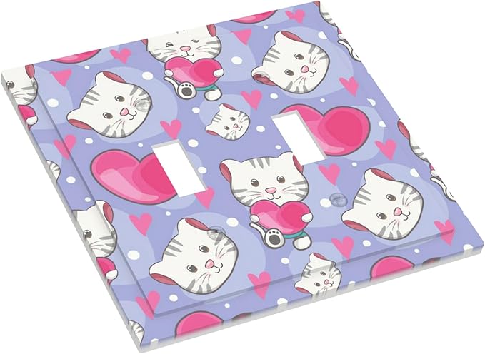 Cartoon Baby Panda Double Toggle Light Switch Covers 2 Gang Wall Plate Dual Decorative Switchplate Electrical Faceplate for Bathroom Country Kitchen Bedroom Decor, 4.9" x 5"