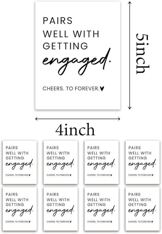 8 Pcs Engagement Wine Labels, Engagement Gifts for Couples Her, Engagement Party Decorations Gifts for Engaged Couple Wine Bottle Stickers, Pairs Well with Getting Engaged Wine Bottle Labels