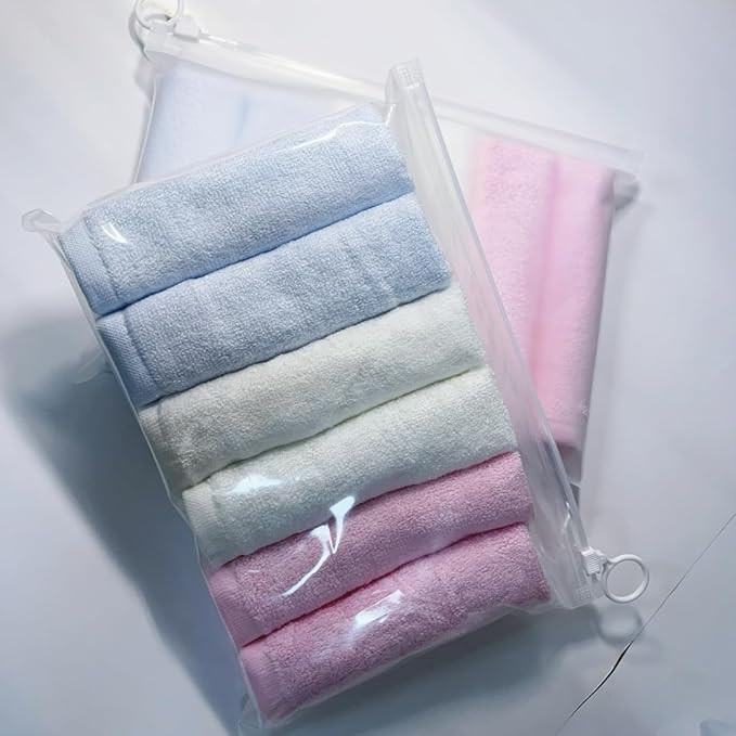 6pcs Soft and Safe 100% Bamboo Washcloths for Baby Face, Natural and Gentle Baby Wash Cloths, 10 * 10 inch Multi-Purpose Bamboo Face Cloths Towel