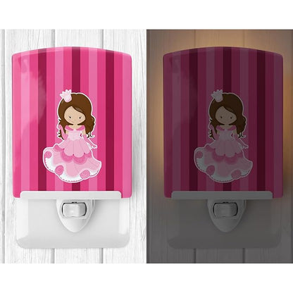 Caroline's Treasures BB9004CNL Princess Brunette Ceramic Night Light Compact, UL-Certified, Ideal for Bedroom, Bathroom, Nursery, Hallway, Kitchen, 6x4x3, Multicolor