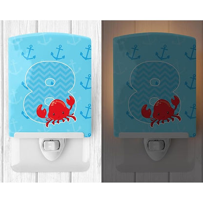 Caroline's Treasures BB8879CNL Nautical Month 8 Ceramic Night Light Compact, UL-Certified, Ideal for Bedroom, Bathroom, Nursery, Hallway, Kitchen, 6x4x3, Multicolor