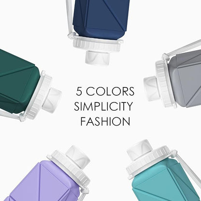 3pcs Collapsible Water Bottles,BPA-Free Leak-Proof Silicone Foldable Water Bottle Cup 20.6oz,Durable Lightweight Bottle for Gym Travel Camping Hiking Running (Purple+Green+Grey)