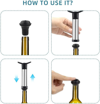 6 Pieces Vacuum Wine Stoppers Wine Saver Vacuum Pump Stopper Vacuum Wine Bottle Stopper Keep Wine Fresh Reusable Wine Preserver Bottles Sealer for Preserve Wine Flavor Wine Accessories Gift (Black)