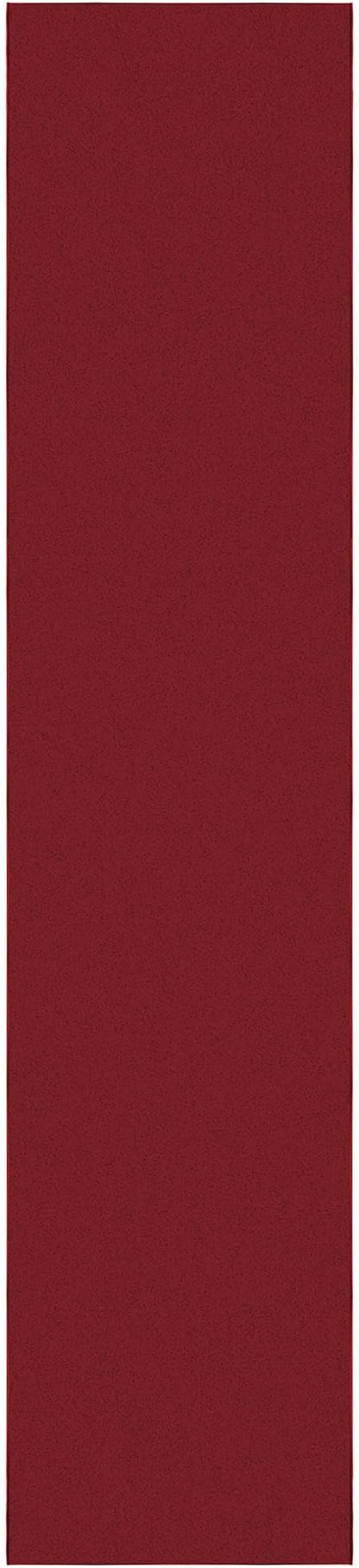 Machine Washable Modern Solid Design Non-Slip Rubberback 3x12 Traditional Runner Rug for Hallway, Kitchen, Bedroom, Living Room, 2'7" x 12', Red