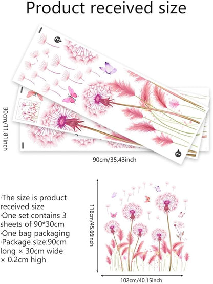 Elegant Flower & Butterfly Wall Stickers - Set of 6, 90cm x 35.43inch Decorative Vinyl Sheets