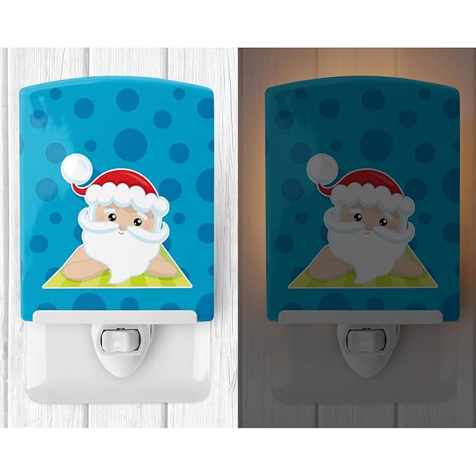 Caroline's Treasures BB9075CNL Beach Santa Claus #8 Ceramic Night Light Compact, UL-Certified, Ideal for Bedroom, Bathroom, Nursery, Hallway, Kitchen, 6x4x3, Multicolor
