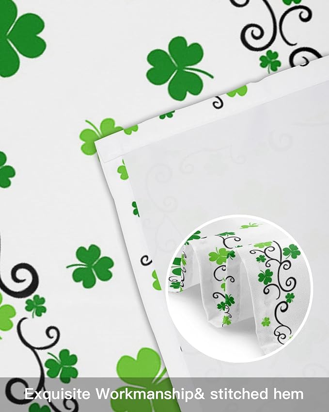 St. Patrick's Day Valances Kitchen Curtains for Windows,Shamrock Irish Clover Rod Pocket Valances Seasonal Spring Holiday Decoration Short Curtains For Bedroom/ Living Room,54" X 18" -1 Panel