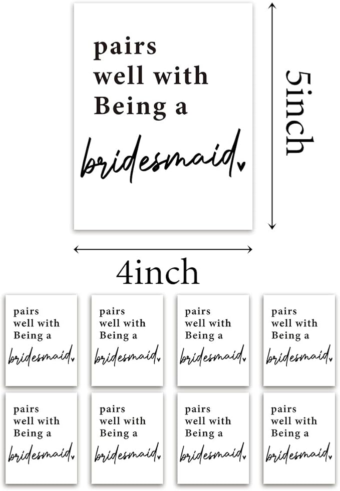 8 Pcs Bridesmaid Wine Labels, Bridesmaid Maid of Honor Proposal Gifts Bridal Shower Gifts, Will You Be My Bridesmaid Wine Bottle Stickers, Pairs Well with being a Bridesmaid Wine Bottle Labels