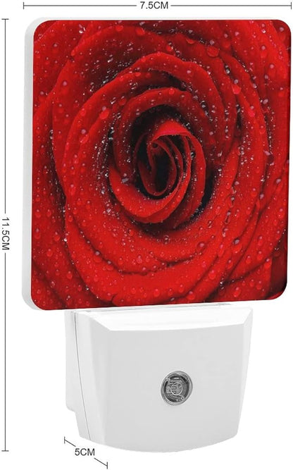 LED Night Lights Lamp with Dusk to Dawn Sensor, A Big Red Rose Night Lamp, Night Lights Plug Into Wall for Kids Room, Bedroom, Bathroom, Kitchen, Hallway