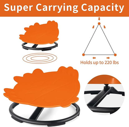 Autism Kids Swivel Chair, Sensory Products Sit and Spin Spinning Activity Toy for Toddlers, Sensory Spinning Seat for Kids Training Body Coordination (Orange)