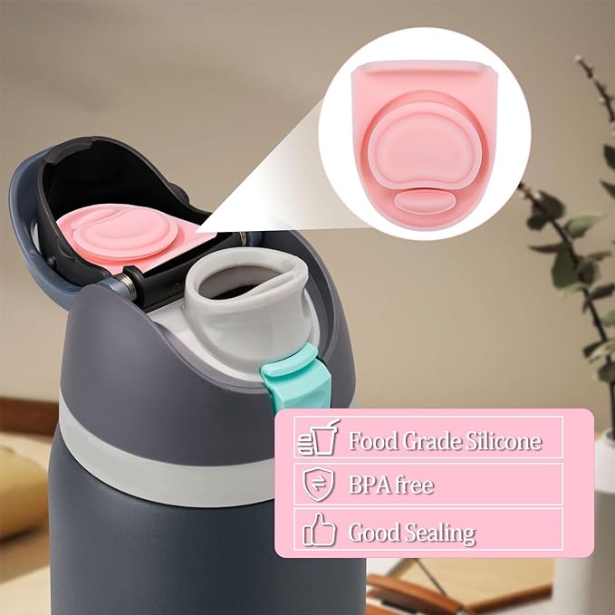 4Pcs Replacement Stopper for Owala Free Sip 24oz 32oz Water Bottle, Silicone Anti-Spill Bottle Top Lid Stopper,Replacement Seal Gaskets, Owala Water Bottle 19oz 40oz Accessories,Pink