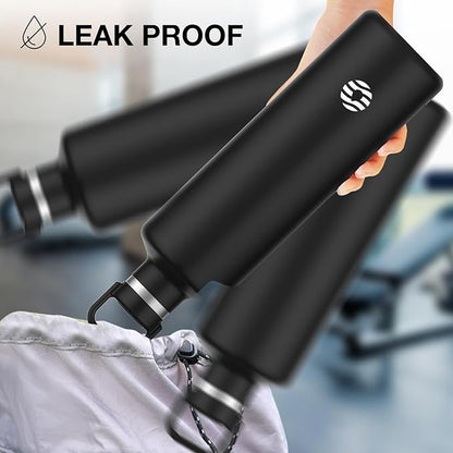 60oz Water Bottle with Carrier Bag, Large Insulated Water Bottle, Stainless Steel Water Bottles, Double Walled Insulated Thermo for Hot Drinks/Cold Drinks, Great for Gym,Hiking,Camping (Iron Black)