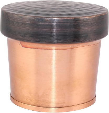 AAYUVEDA® Pure Copper Hammered Antique Bedroom Water Bottle 34oz, with In-Built Glass (Loose Lid, Pack of 1)