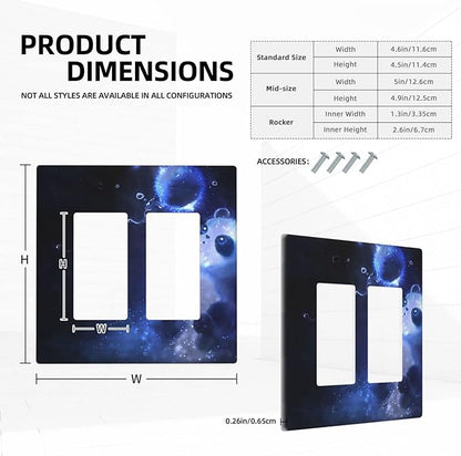 Cute Baby Panda Light Switch Cover Wall Plate Decorative 2 Gang Double Rocker Covers Blue for Farmhouses Playrooms Bedrooms Bathrooms 4.5 x 4.6 in