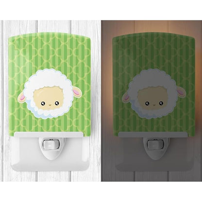 Caroline's Treasures BB6928CNL Sheep Lamb Face Ceramic Night Light Compact, UL-Certified, Ideal for Bedroom, Bathroom, Nursery, Hallway, Kitchen, 6x4x3, Multicolor