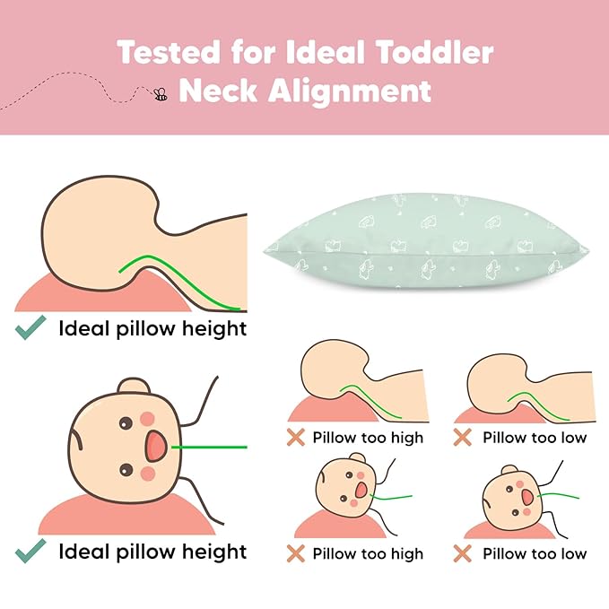 2-Pack Toddler Pillow - Soft Organic Cotton Toddler Pillows for Sleeping - 13X18 Small Pillow for Kids - Kids Pillows for Sleeping - Kids Pillow for Travel, School, Nap, Age 2 to 5 (Bunnies)