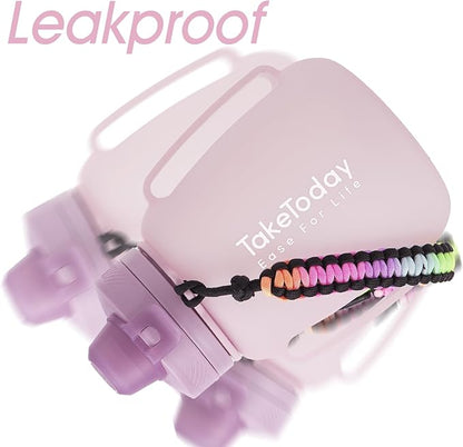 40 OZ Motivational Water Bottle with Straw and Paracord Handle 1.2L Silicone Sports Water Bottle with Time Marker(Purple)