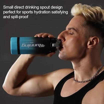 27 oz Hexagon Water Bottle, Wide Mouth Leak Proof Water bottles BPA-free Plastic Water Bottles Hexagonal Shape Water Bottle Reusable Water Bottle With Handle for Travel Fitness (Blue)