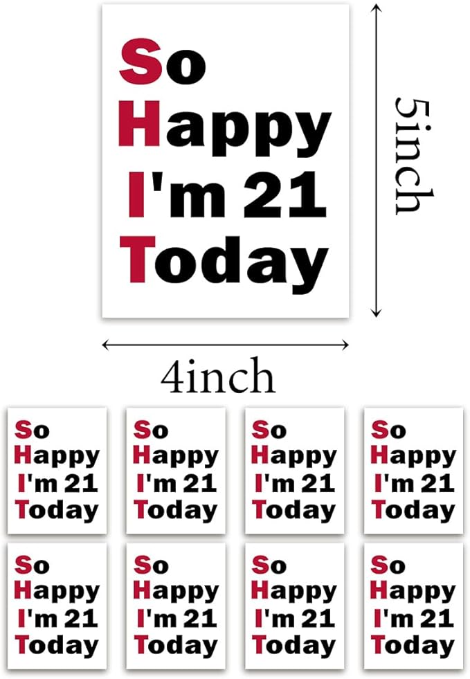 8 Pcs 21st Birthday Gifts for Her Him Wine Labels, 21 Year Old Birthday Gifts for Her Women Men Wine Bottle Labels, Happy 21st Birthday Party Decorations for Her Him Wine Bottle Stickers