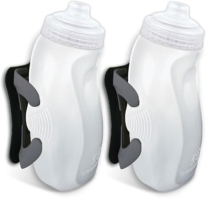 Amphipod RunLite Xtech Hydration System, Dual 10.5 oz Hydraform Water Bottles for Running, Marathons & Endurance Training (Jett-Squeeze Cap) - Clear/Charcoal - 2 x 10.5 oz