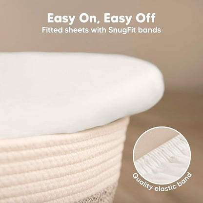 2-Pack Baby Bassinet Sheets Girl, Boy - Viscose Derived from Bamboo Fitted Bassinet Sheets Compatible with Halo Bassinest Swivel Sleeper, Baby Delight, Graco Bedside Bassinet Mattress Sheet (Rose)