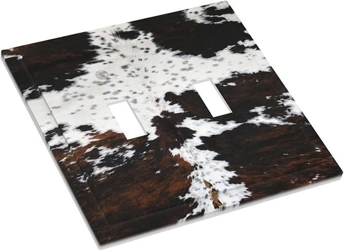 Western Farm Highland Cow Double Toggle Light Switch Cover Decorative 2 Gang Wall Plate Electrical Faceplate Switchplate Dimmer Plates for Farmhouse Bathroom Bedroom Living Room Bathroom Decor