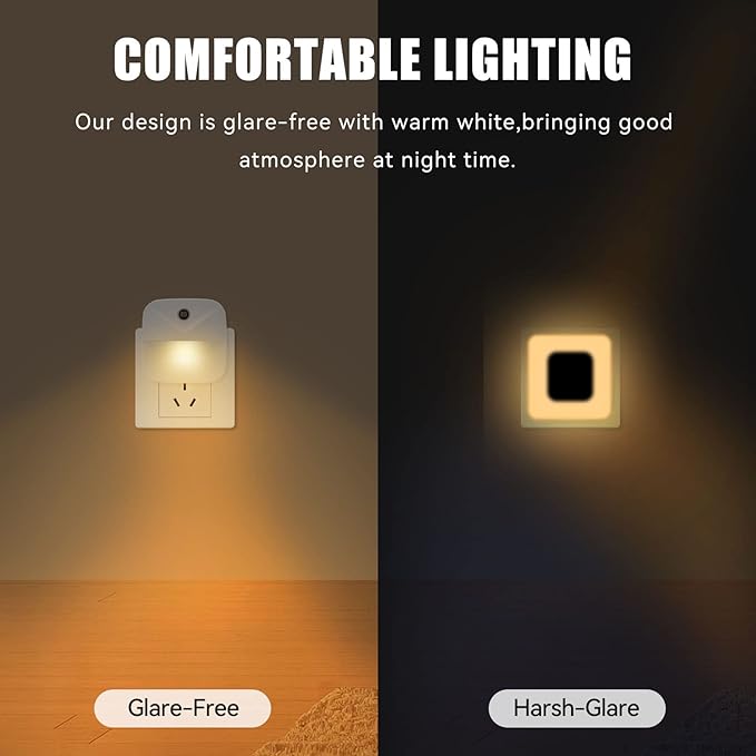 Night Light 4 Pack Plug Into Wall Intelligent Dusk to Dawn Sensor Activated for Hallways, Kids Room, Kitchen