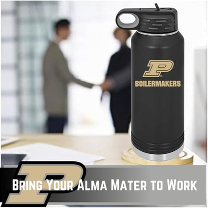 Purdue University Boilermakers 32oz Stainless Steel Double Walled Hot/Cold Vacuum Insulated Water Bottle Pop-Up Sippy Lid - March Madness and Tailgate Pride – For Gym, Pool, Beach, Auto and Office