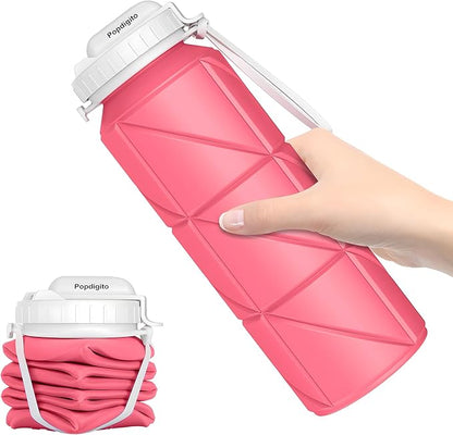690ML Collapsible Water Bottles Reusable Leak Proof Silicone Water Bottle BPA Free Durable Foldable Sports Bottles & straw 23oz Lightweight Bottle for Gym Hiking Biking Camping Travel Bottle