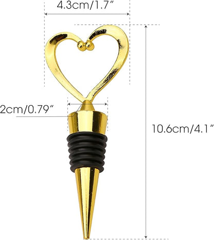 20PCS Heart Wine Stoppers, Love Shaped Design Bottle Stopper for Wine Beverage Guests Gift Summer Beach Party Favors Valentine's Day Souvenirs Bridal Shower Wedding Supplies Bulk-Gold