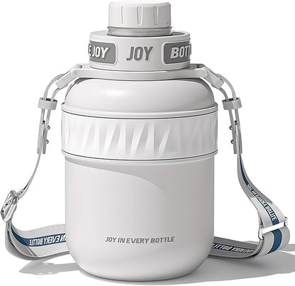 Stainless-Steel Water Bottle: Leakproof Lid, Perfect Sip, Double Insulated, Eco-Friendly, Dishwasher Safe & Stylish Strap (Beluga Whale, 32 oz)